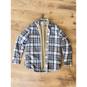 L.L. BEAN M Men's Sherpa-Lined Scotch Plaid Shirt Slightly Fitted oversized